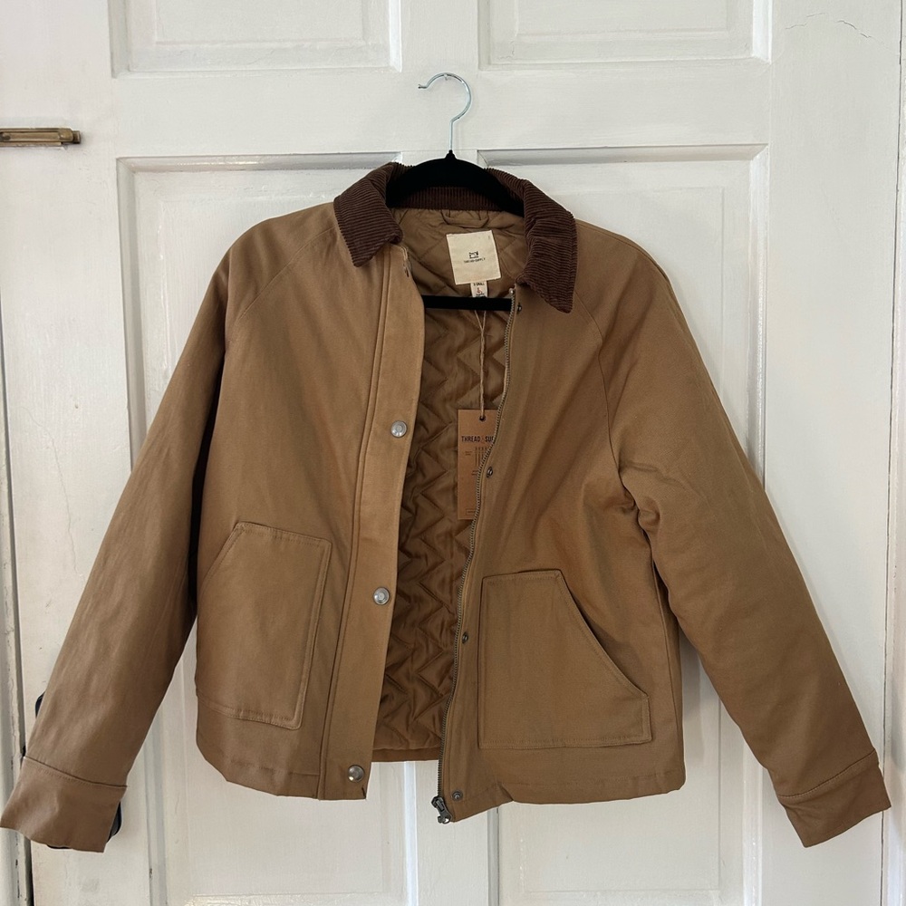 Thread & Supply Quilted Tan Jacket with Brown Accents